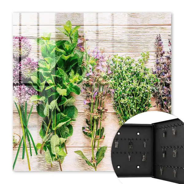 Wall mounted key cabinet Green herbs energy freshness