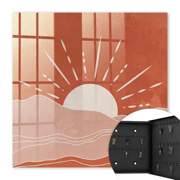 Wall mounted key cabinet Orange Dawn in Minimalist Graphics