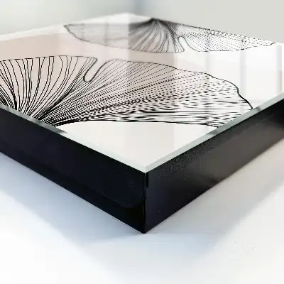 Wall mounted key box Black leaves on a cream background