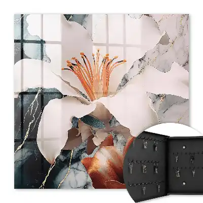 Wall mounted key cabinet Floral elegance in a contrasting setting