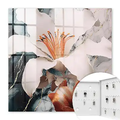 Wall mounted key cabinet Floral elegance in a contrasting setting