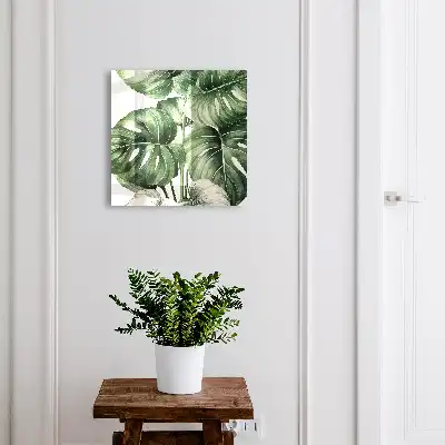 Key box for home Green leaves in white tones