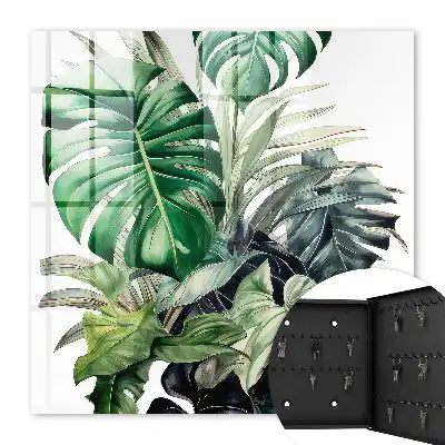 Decorative key box Exotic tropical leaves