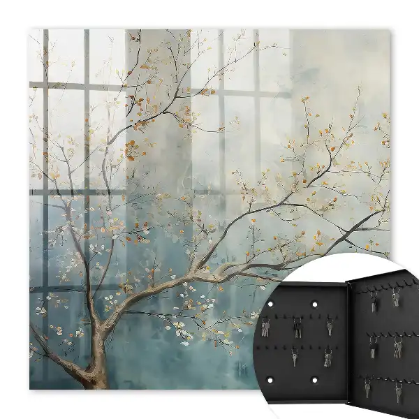 Key cabinet Nature's relaxation with pastel leaves