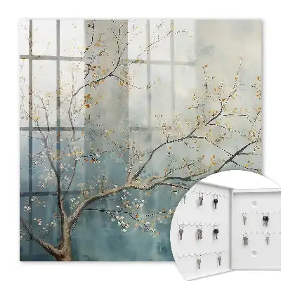 Key cabinet Nature's relaxation with pastel leaves
