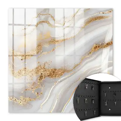 Wall mounted key cabinet Abstract elegance with yellow accents