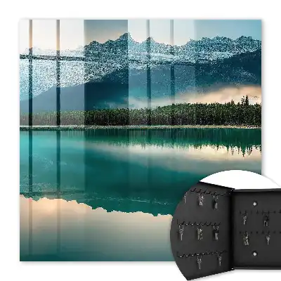 Wall mounted key box Mountain reflection on the water surface