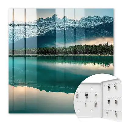 Wall mounted key box Mountain reflection on the water surface