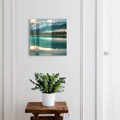 Wall mounted key box Mountain reflection on the water surface