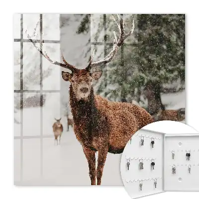 Key cabinet Winter landscape deer