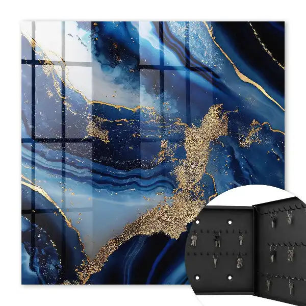 Decorative key box Navy blue streaks dynamic pattern