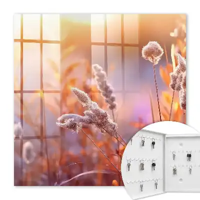 Wall mounted key cabinet Sunset plants light