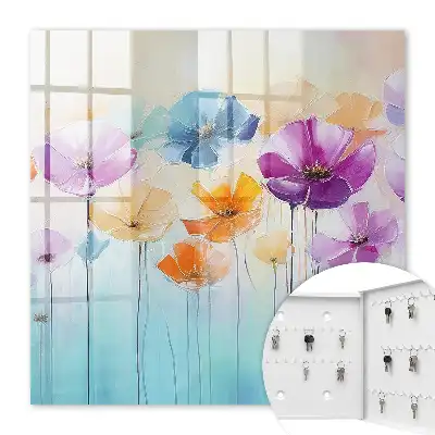 Wall mounted key box Colorful flowers full of energy