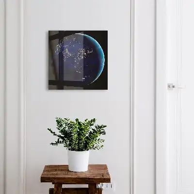 Wall mounted key box Night space earth at night