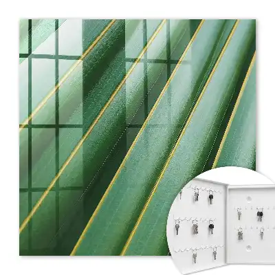 Decorative key box Yellow leaf pattern with stripes