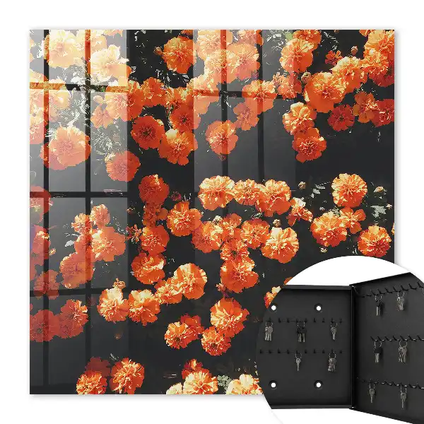 Wall mounted key cabinet Blooming abundance in the dark background