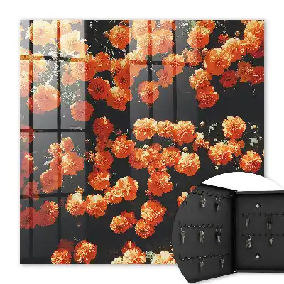 Wall mounted key cabinet Blooming abundance in the dark background