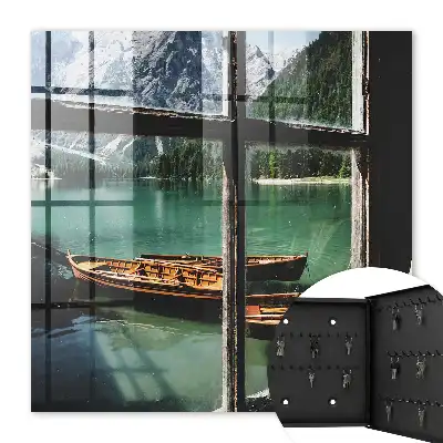 Key cabinet Lake mountains boats window