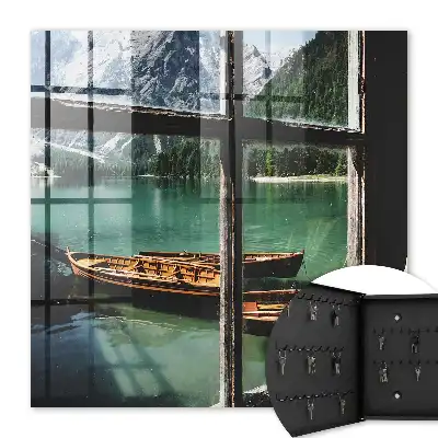 Key cabinet Lake mountains boats window