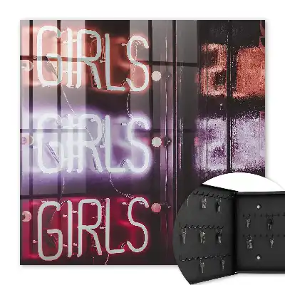 Wall mounted key cabinet Neon sign of the night city