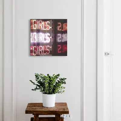 Wall mounted key cabinet Neon sign of the night city