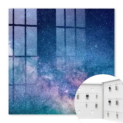 Wall mounted key box A cosmic night full of stars