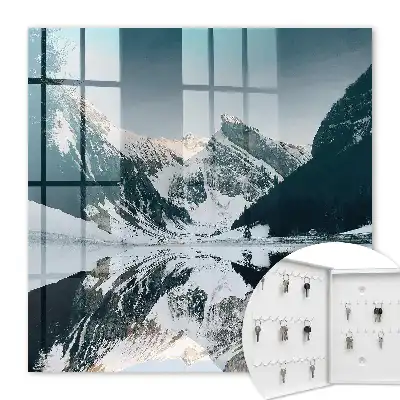 Wall mounted key box Winter landscape by the lake