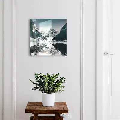 Wall mounted key box Winter landscape by the lake