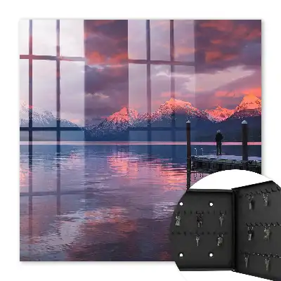 Wall mounted key cabinet Lake in the mountains