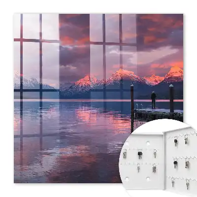 Wall mounted key cabinet Lake in the mountains