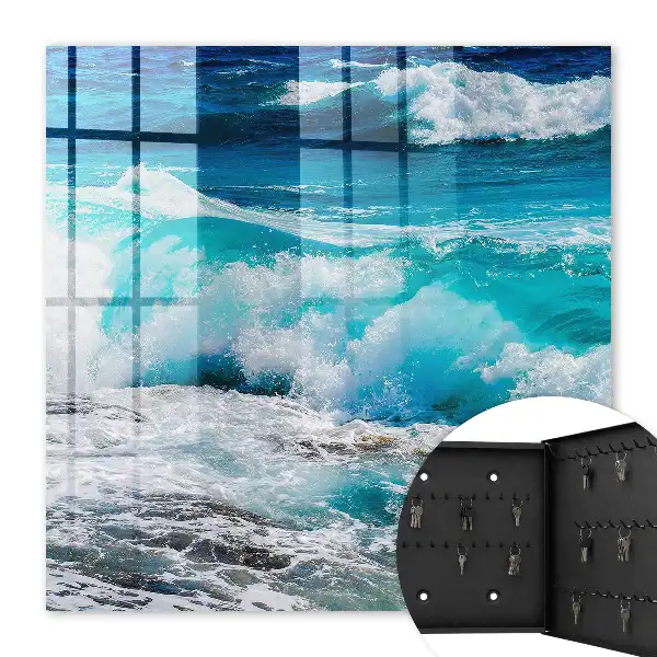 Wall mounted key box The power of waves with white foam