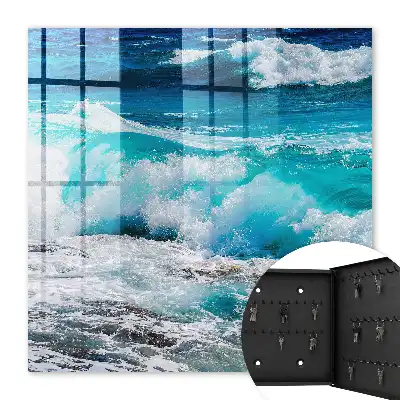Wall mounted key box The power of waves with white foam