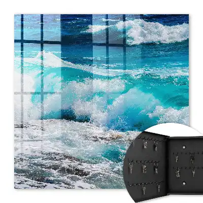 Wall mounted key box The power of waves with white foam