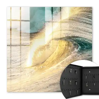 Wall mounted key box Sea wave ocean sun