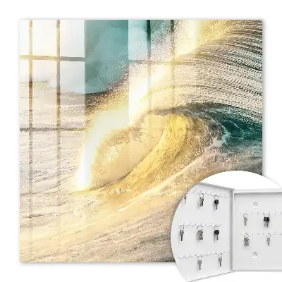 Wall mounted key box Sea wave ocean sun