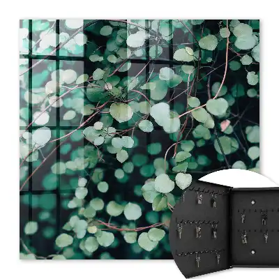 Wall mounted key box Green leaves calming pattern