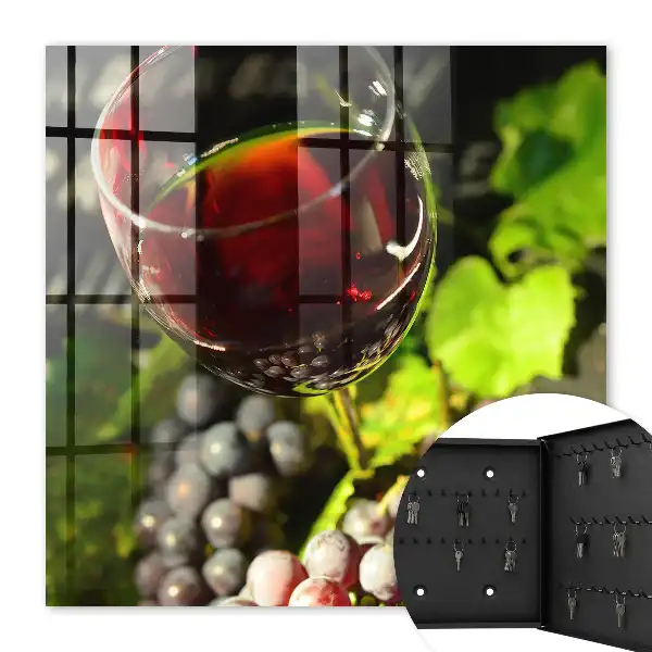 Wall mounted key box Grapes and red wine
