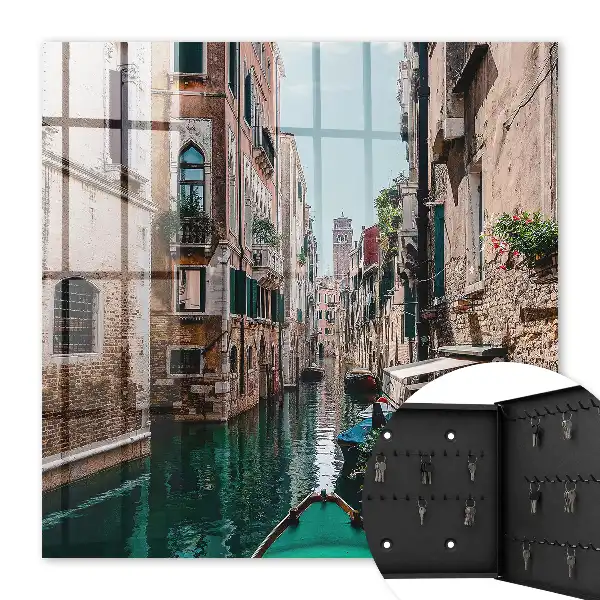 Key box for home Venice canal with historic buildings