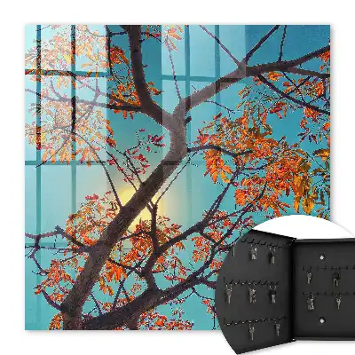 Decorative key box Blue Sky Autumn Tree