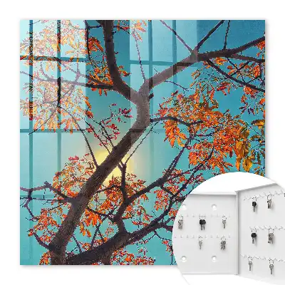 Decorative key box Blue Sky Autumn Tree