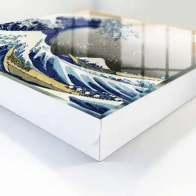 Wall mounted key cabinet Big wave, mountain in the background