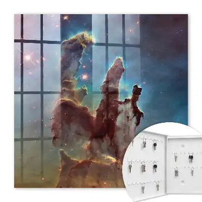 Wall mounted key box A cosmic vision full of colors