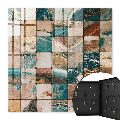 Decorative key box Tonal mosaic turquoise patterns
