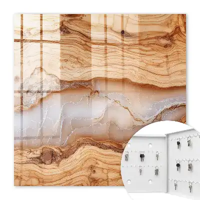 Key cabinet Wooden pattern with white veins