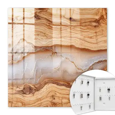 Key cabinet Wooden pattern with white veins