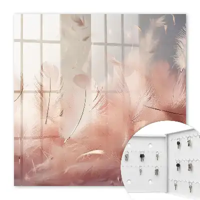Decorative key box Pastel feathers