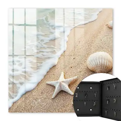 Decorative key box A paradise beach with sea waves