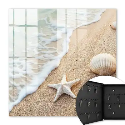 Decorative key box A paradise beach with sea waves