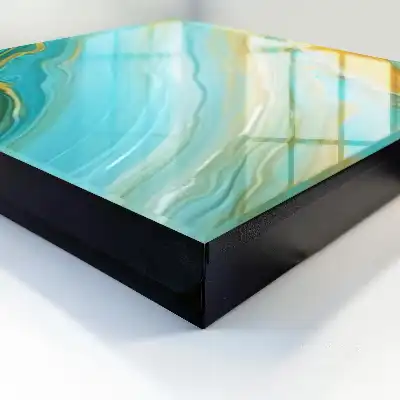 Wall mounted key box Colorful waves with yellow accents