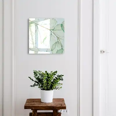 Decorative key box Green leaves in pastel background